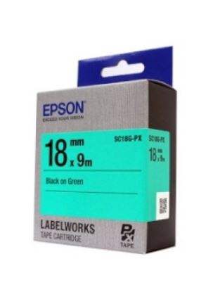 [EPSON] SC18G-PX 라벨테이프 바탕(녹색)/글씨(검정) 18mm